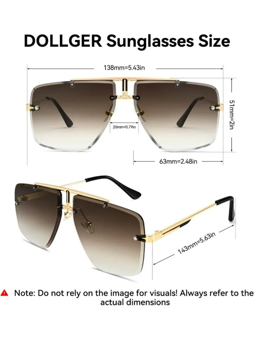 Trendy Oversized Square Sunglasses for Men - UV400 Tinted Lens, Gold Frame